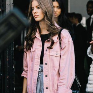 Missguided Pink Oversized Denim Jacket